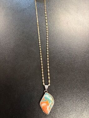 Multicolor Stone Pendant Southwest Twist Chain Necklace